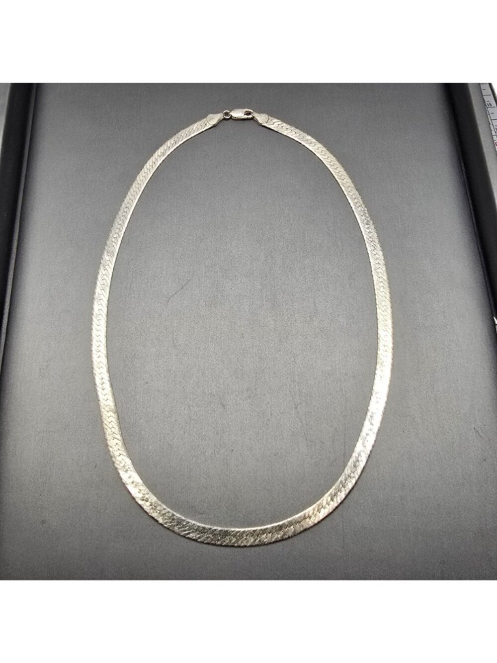 Sterling Silver Riccio Herringbone Necklace 18" Textured 6mm Chain Reversible - Picture 4 of 12